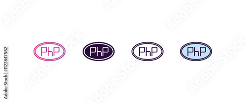 php gradient, line, filled, colored icon. editable vector from programming concept. four different style php icon isolated on white background