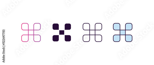 command gradient, line, filled, colored icon. editable vector from programming concept. four different style command icon isolated on white background