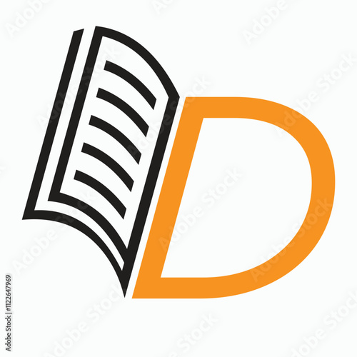 Initial Letter D Book Symbol For Education Logo Vector Sign