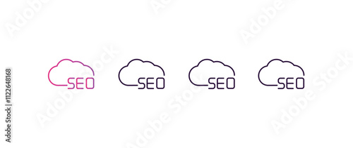 seo cloud gradient, line, filled, colored icon. editable vector from programming concept. four different style seo cloud icon isolated on white background