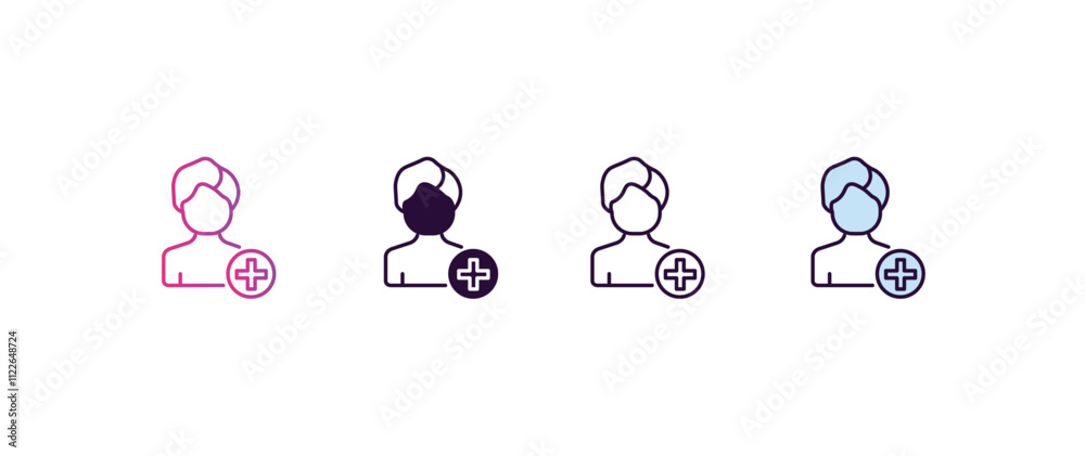pacient gradient, line, filled, colored icon. editable vector from people concept. four different style pacient icon isolated on white background