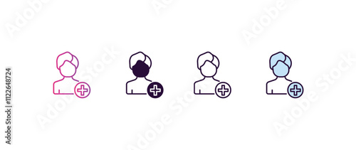 pacient gradient, line, filled, colored icon. editable vector from people concept. four different style pacient icon isolated on white background