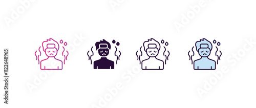 sickness gradient, line, filled, colored icon. editable vector from people concept. four different style sickness icon isolated on white background
