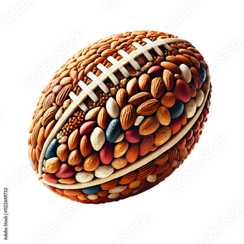 Oval Shaped Organic Ball of Nuts, Seeds, and Grains Isolated on Transparent Background 