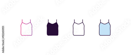 women sleeveless shirt gradient, line, filled, colored icon. editable vector from fashion concept. four different style women sleeveless shirt icon isolated on white background