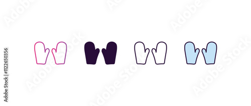 pair of mittens gradient, line, filled, colored icon. editable vector from fashion concept. four different style pair of mittens icon isolated on white background