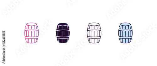 barrell gradient, line, filled, colored icon. editable vector from farming and gardening concept. four different style barrell icon isolated on white background