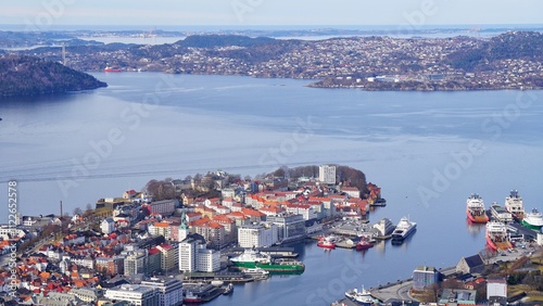 Beautiful coast and city at Bergen, Norway. 