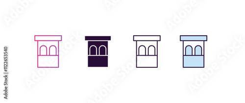 ticket booth gradient, line, filled, colored icon. editable vector from entertainment concept. four different style ticket booth icon isolated on white background