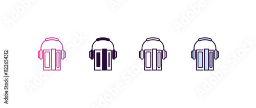 audiobook gradient, line, filled, colored icon. editable vector from education concept. four different style audiobook icon isolated on white background