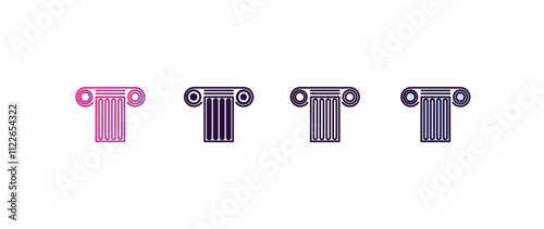 greek pillar gradient, line, filled, colored icon. editable vector from education concept. four different style greek pillar icon isolated on white background