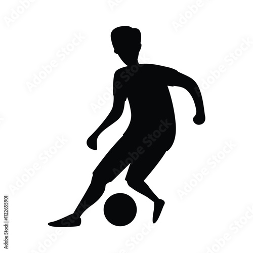 Silhouette of a Player Kicking a Soccer Ball