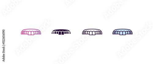 dentures gradient, line, filled, colored icon. editable vector from dentist concept. four different style dentures icon isolated on white background