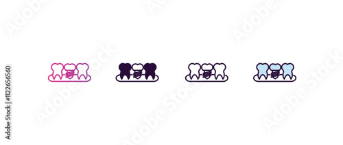 dental prosthesis gradient, line, filled, colored icon. editable vector from dentist concept. four different style dental prosthesis icon isolated on white background