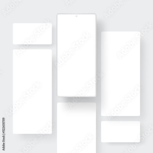 New Clay Frameless Smartphone With Blank Mobile Screens For App Showcase. Vector Illustration