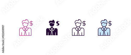 economist  gradient, line, filled, colored icon. editable vector from cryptocurrency concept. four different style economist  icon isolated on white background