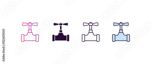 stopcock  gradient, line, filled, colored icon. editable vector from construction concept. four different style stopcock  icon isolated on white background