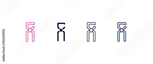 big clippers  gradient, line, filled, colored icon. editable vector from construction concept. four different style big clippers  icon isolated on white background