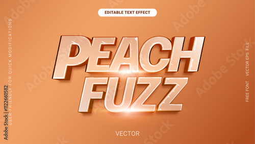Peach Fuzz Copper 3D Editable Text Effect with Glossy Metallic Chrome Style