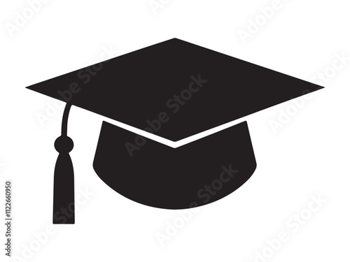 Graduation cap silhouette icon vector on a white background 