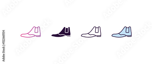 leather chelsea boots gradient, line, filled, colored icon. editable vector from clothes concept. four different style leather chelsea boots icon isolated on white background