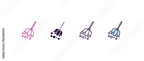 feather duster gradient, line, filled, colored icon. editable vector from cleaning concept. four different style feather duster icon isolated on white background