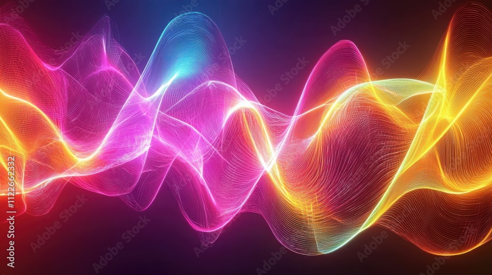 Fototapeta premium Translating emotional frequencies into vibrant wave visualizations in digital art environmentsa journey through feelings and colors