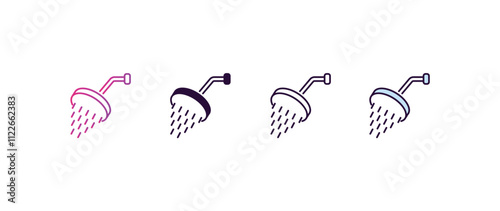 shower head gradient, line, filled, colored icon. editable vector from cleaning concept. four different style shower head icon isolated on white background