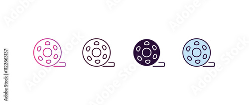 big film roll gradient, line, filled, colored icon. editable vector from cinema concept. four different style big film roll icon isolated on white background