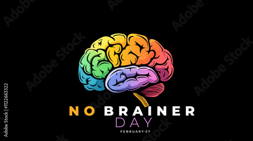 No Brainer Day. brain with bulb icon. photo