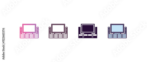 home theater gradient, line, filled, colored icon. editable vector from cinema concept. four different style home theater icon isolated on white background