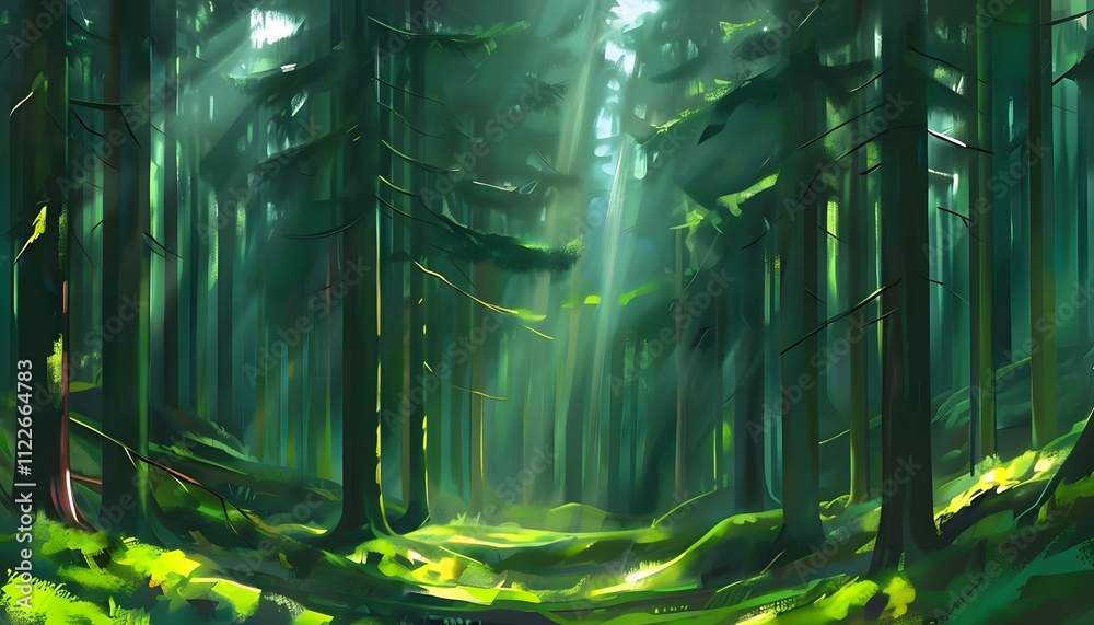 Obraz premium Abstract Forest Landscape Illustration 