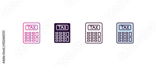 tax calculate gradient, line, filled, colored icon. Linear vector from business concept. four different style tax calculate icon isolated on white background