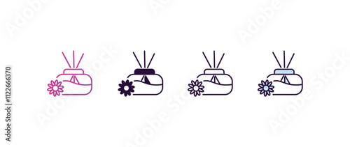 aroma gradient, line, filled, colored icon. editable vector from beauty concept. four different style aroma icon isolated on white background