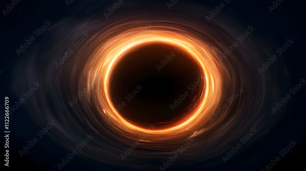 Naklejka premium glowing black hole surrounded by swirling cosmic energy, showcasing beauty of space. This captivating image evokes sense of wonder and mystery in universe