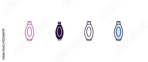 shampoo bottle gradient, line, filled, colored icon. editable vector from beauty concept. four different style shampoo bottle icon isolated on white background