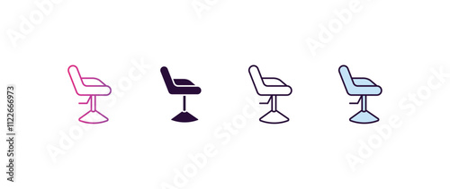 beauty salon chair gradient, line, filled, colored icon. editable vector from beauty concept. four different style beauty salon chair icon isolated on white background