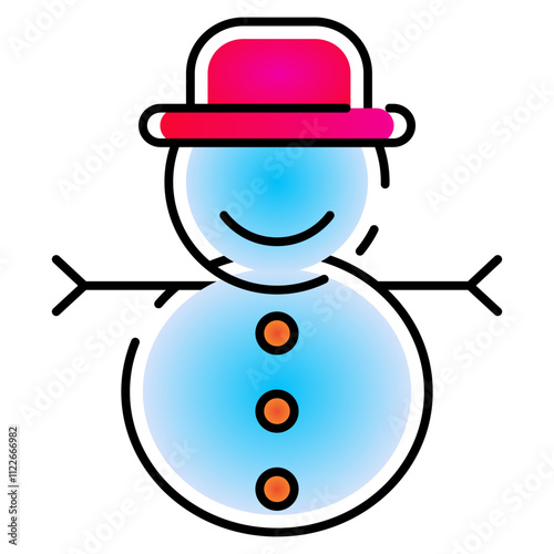 snowman icon with gradient line style. Suitable for website design, logo, app, UI and etc. Based on the size of the icon in general, so it can be reduced.