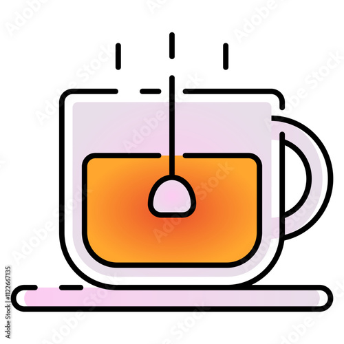hot tea icon with gradient line style. Suitable for website design, logo, app, UI and etc. Based on the size of the icon in general, so it can be reduced.