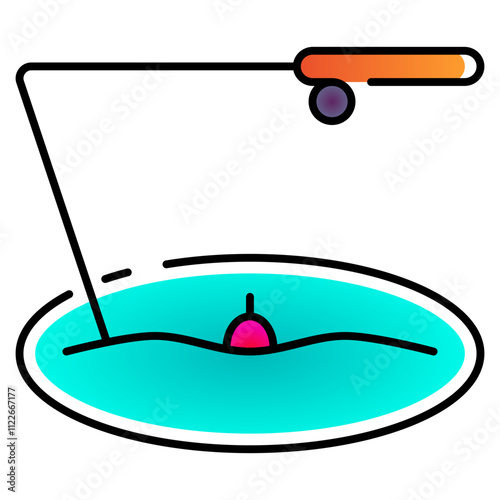 fishing icon with gradient line style. Suitable for website design, logo, app, UI and etc. Based on the size of the icon in general, so it can be reduced.