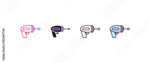 gun blaster gradient, line, filled, colored icon. editable vector from astronomy concept. four different style gun blaster icon isolated on white background