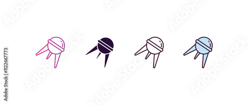 sputnik gradient, line, filled, colored icon. editable vector from astronomy concept. four different style sputnik icon isolated on white background