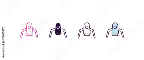 space lander gradient, line, filled, colored icon. editable vector from astronomy concept. four different style space lander icon isolated on white background