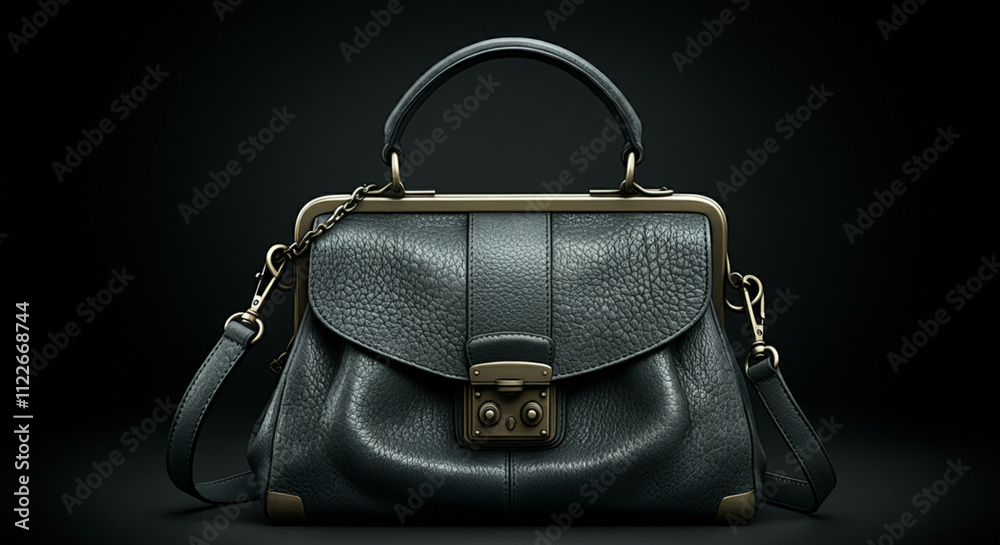 Naklejka premium black leather handbag