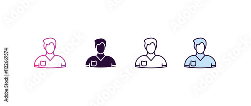 civilian gradient, line, filled, colored icon. editable vector from army and military concept. four different style civilian icon isolated on white background