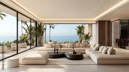 The living room of a modern and luxurious villa in marbella spain 