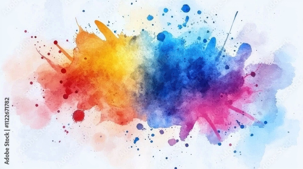 Fototapeta premium An abstract watercolor background with bold splashes of color and organic forms, perfect for a modern, creative design.