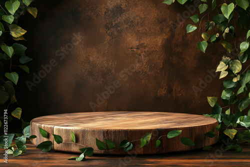 Green 3d podium with stone 