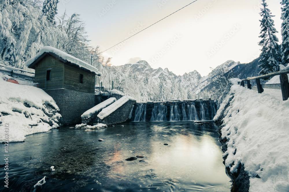 Cold evening at the lakes of Fusine