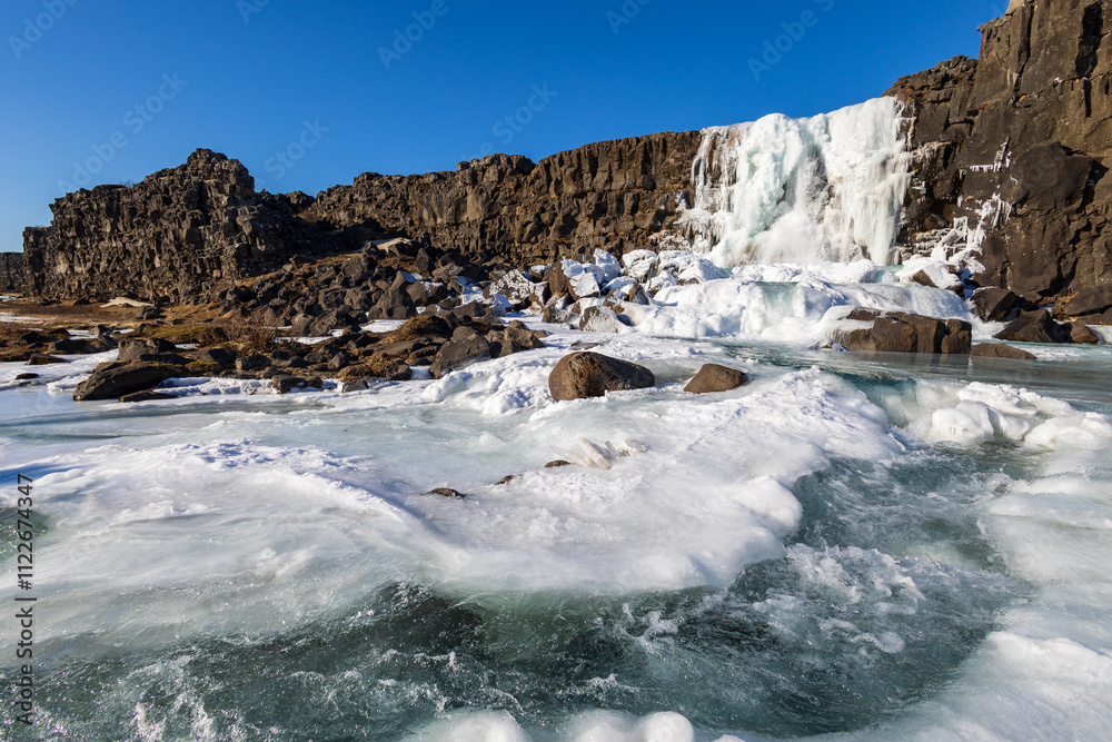 Thingvellir park in a winter day